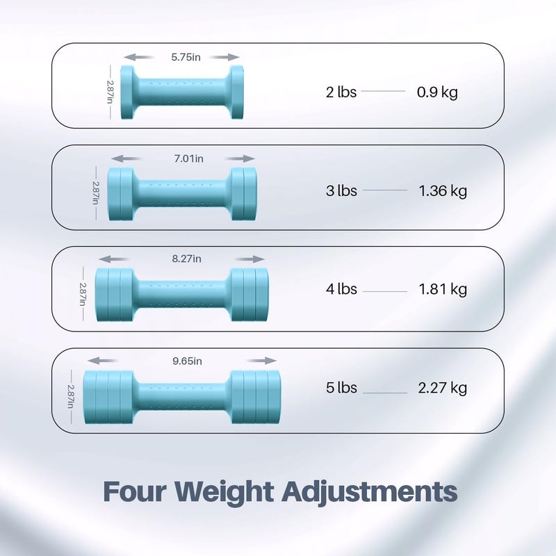 Zempox Adjustable Dumbbell Set of 2, 4 in 1 Free Weights Dumbbells Set for Women, Hand Weights for Women at Home, Each 2lb 3lb 4lb 5lb with TPU Soft Rubber Handle for Home Gym Exercise Training - Image 3